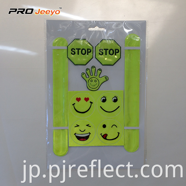Reflective Smile Pvc Slap Warp Sticker Set Wb Swss001